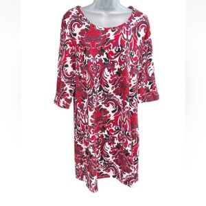 Soma Embraceable Refined Damask Sleepshirt Scoop Neck 3/4 Sleeve Multi Med